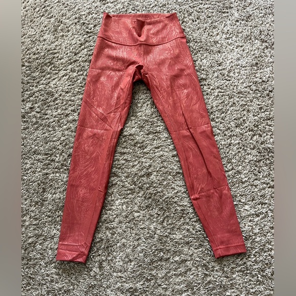 Lululemon Wunder Under High Rise Legging 28" Pink Shiny Pattern Women's Size 6 - Picture 9 of 12